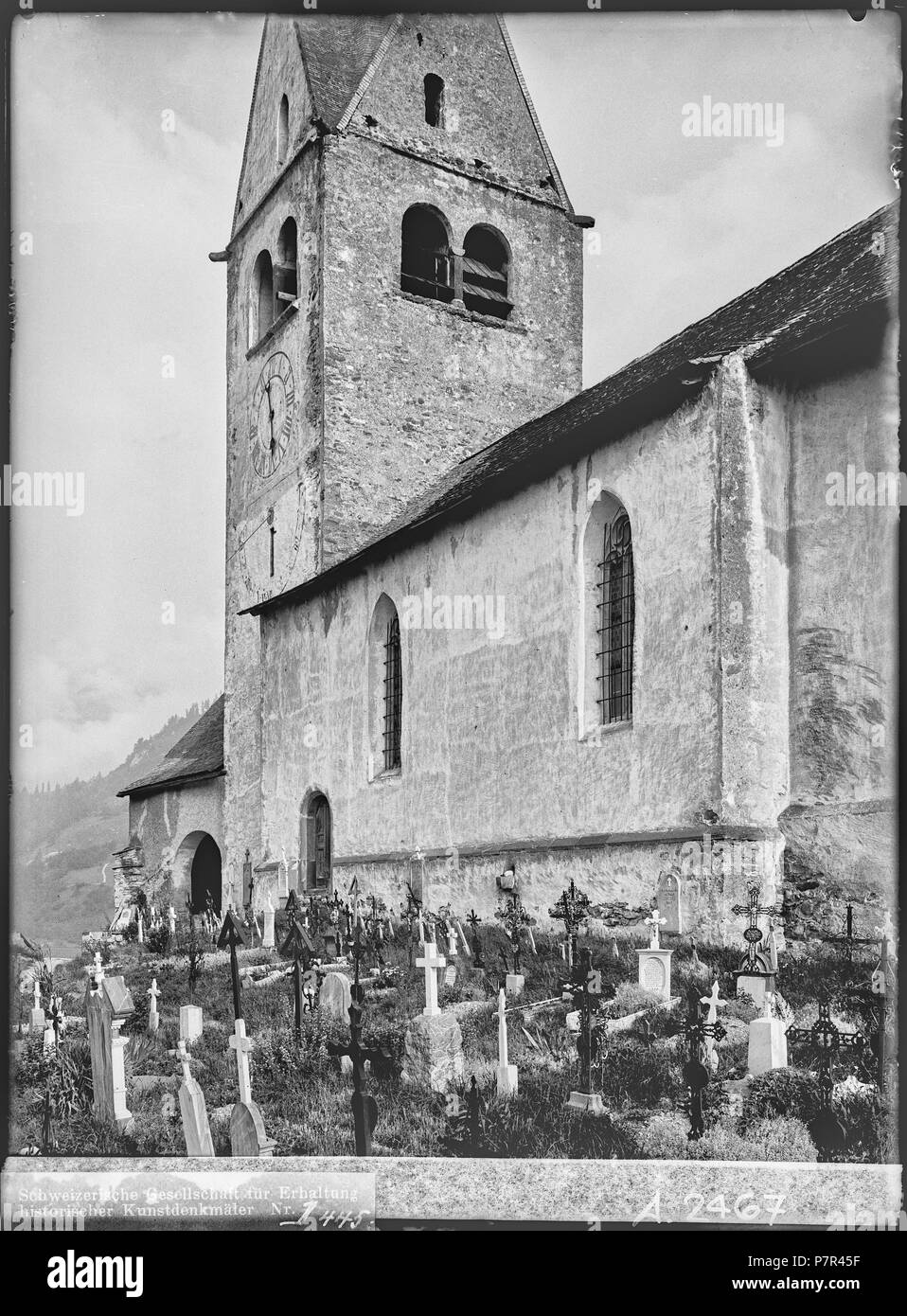 69 CH-NB - Disentis, Kirche St. Johannes Baptist, vue partielle extérieure - Collection Max van Berchem - EAD-7032 Stock Photo