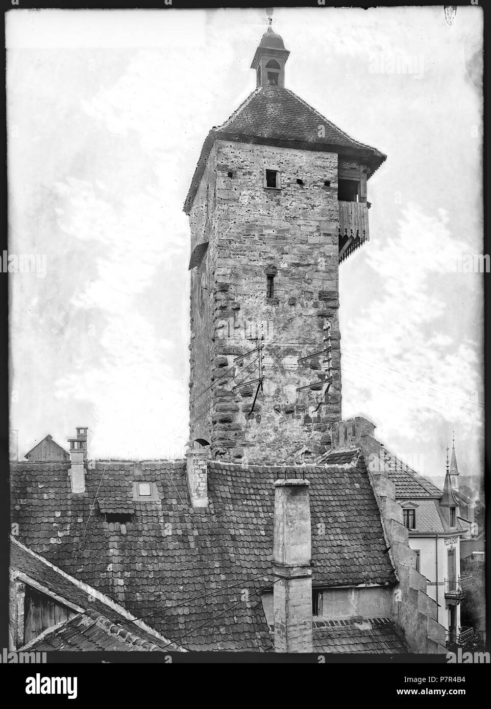 Rheinfelden, Turm, vue partielle; Vue partielle de la Tour supérieure (Obertorturm) de Rheinfelden dans le canton d'Argovie. 1901 79 CH-NB - Rheinfelden, Turm, vue partielle - Collection Max van Berchem - EAD-7088 Stock Photo