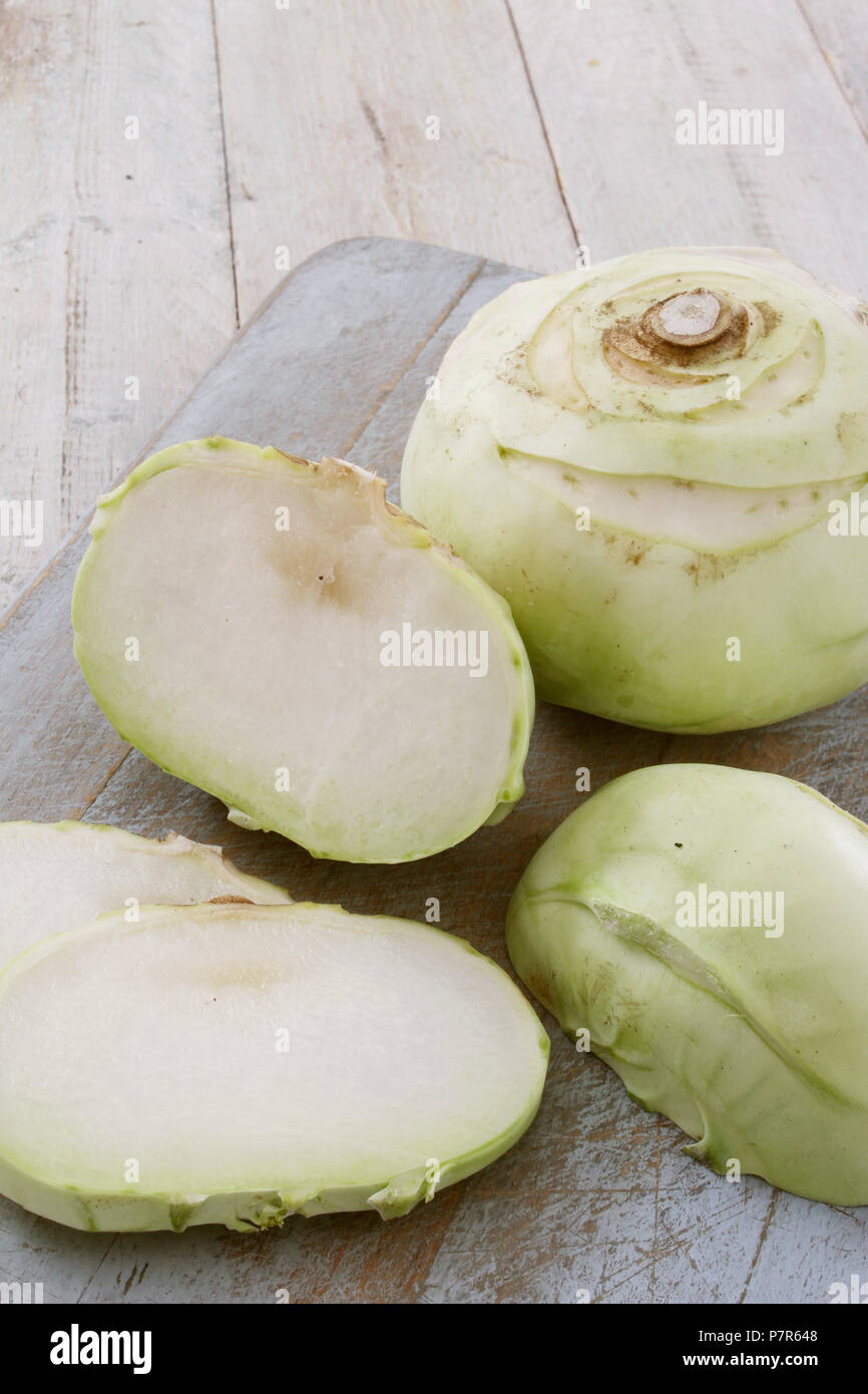 sliced kohl rabi Stock Photo