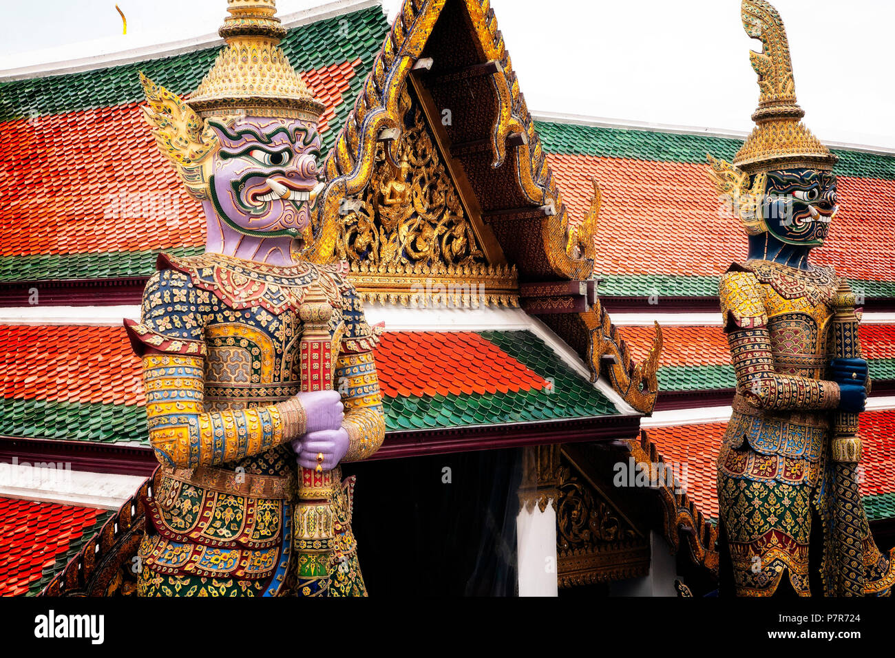 Statues scare away demons at the Grand Palace complex.  Bangkok, Thailand. Stock Photo