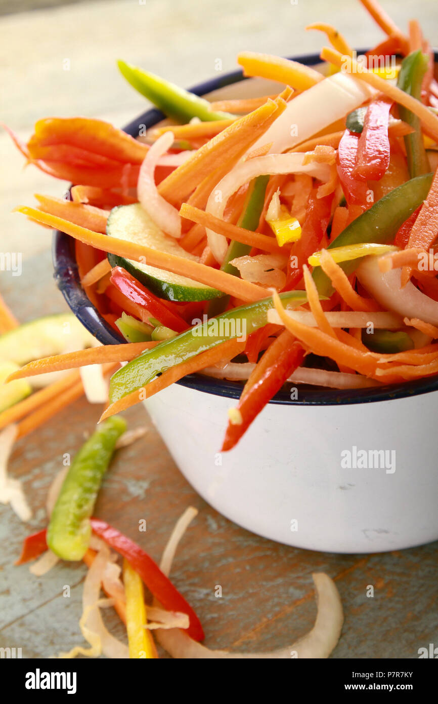 preparing mixed stir fry vegetables Stock Photo - Alamy