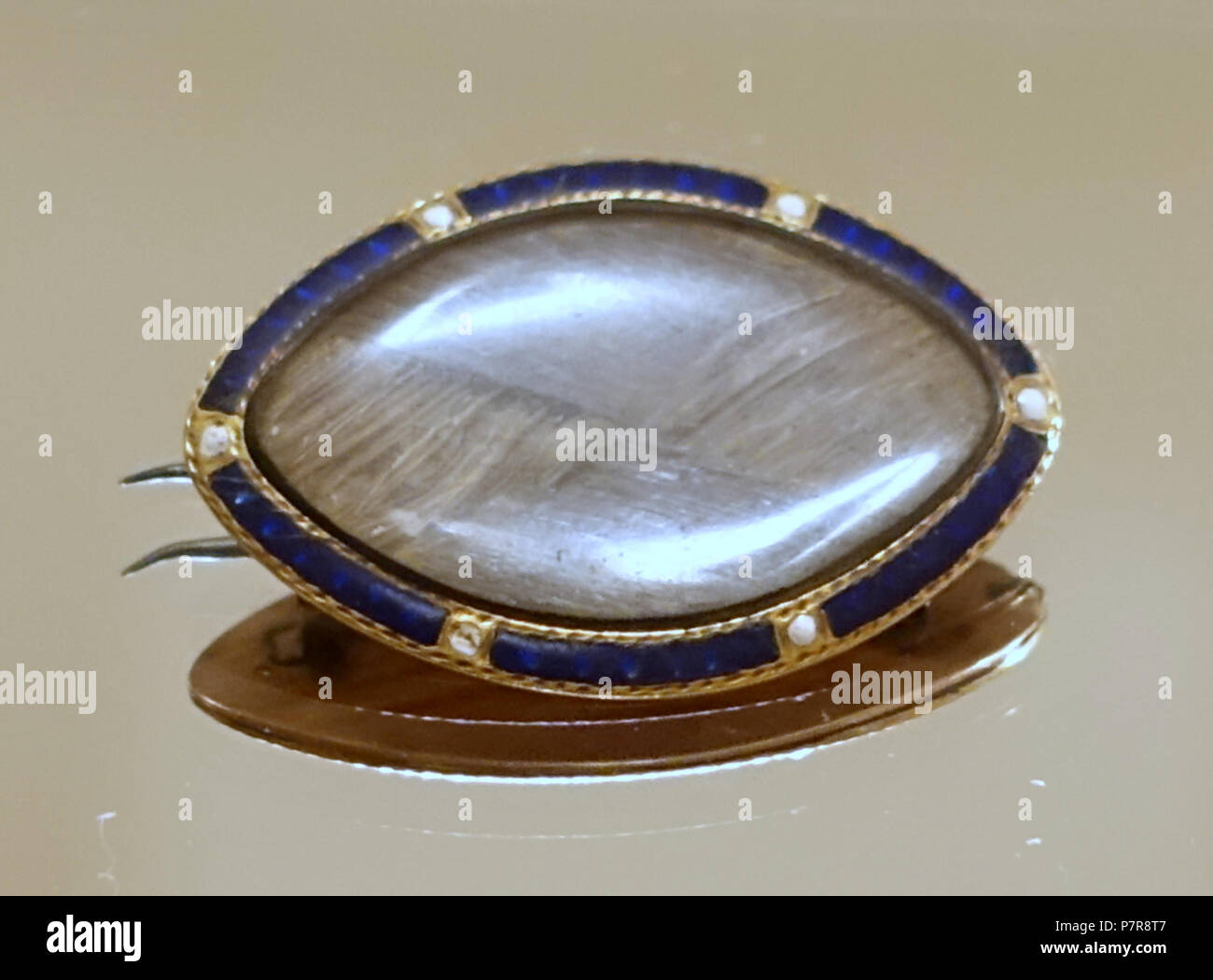 English: Exhibit in the O. Henry Museum - Austin, Texas, USA. This work is old enough so that it is in the . 19 November 2015, 15:03:56 55 Brooch with hair of Maria Brown Austin, c. 1824-1851 - O. Henry Museum - Austin, Texas - DSC09277 Stock Photo