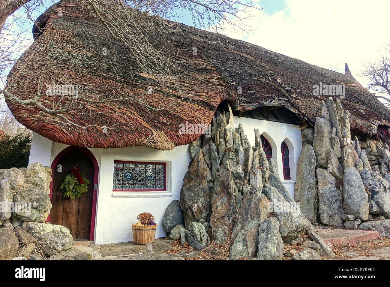 English: Santarella - Tyringham, Massachusetts. Created by sculptor Henry Hudson Kitson (1863-1947) as his home and studio. 15 January 2017, 11:59:58 340 Santarella - Tyringham, MA - DSC07315 Stock Photo