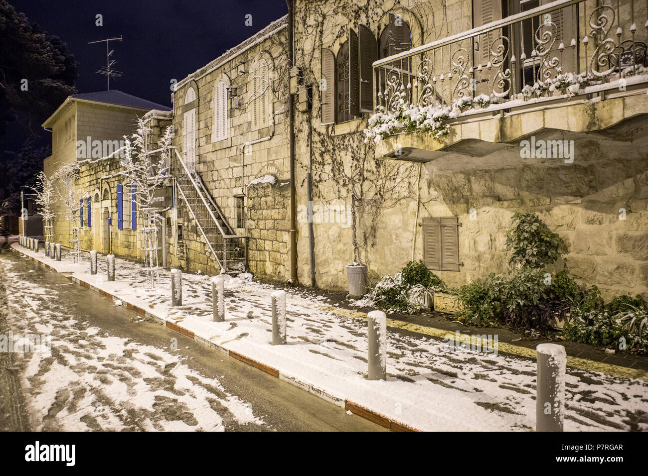 Jerusalem city center during a snow storm Stock Photo - Alamy