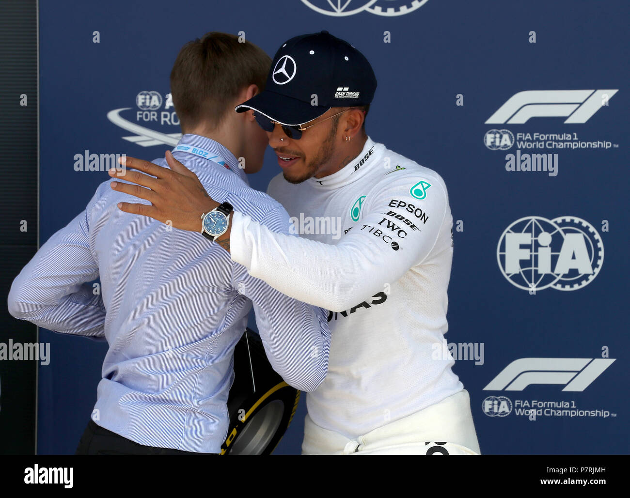 Merecede's Lewis Hamilton (right) and british racing driver Billy ...