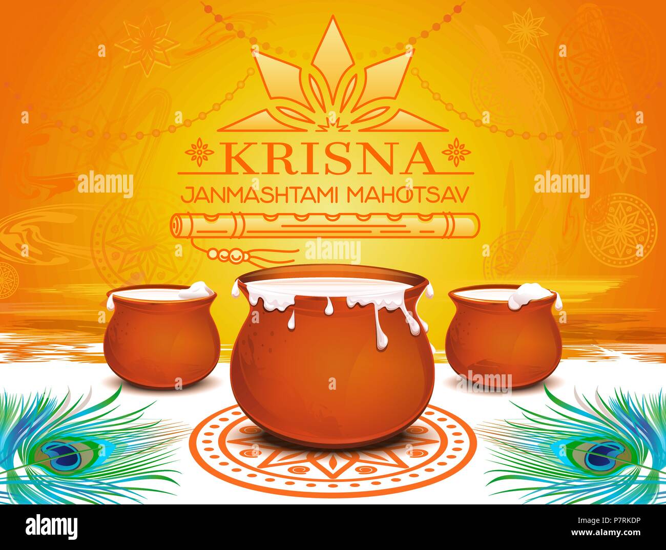 Krishna Janmashtami Mahotsav. Annual Hindu Indian festival. Celebrating the  Birthday of Krishna. Bright colorful background for the design of leaflets  Stock Vector Image & Art - Alamy