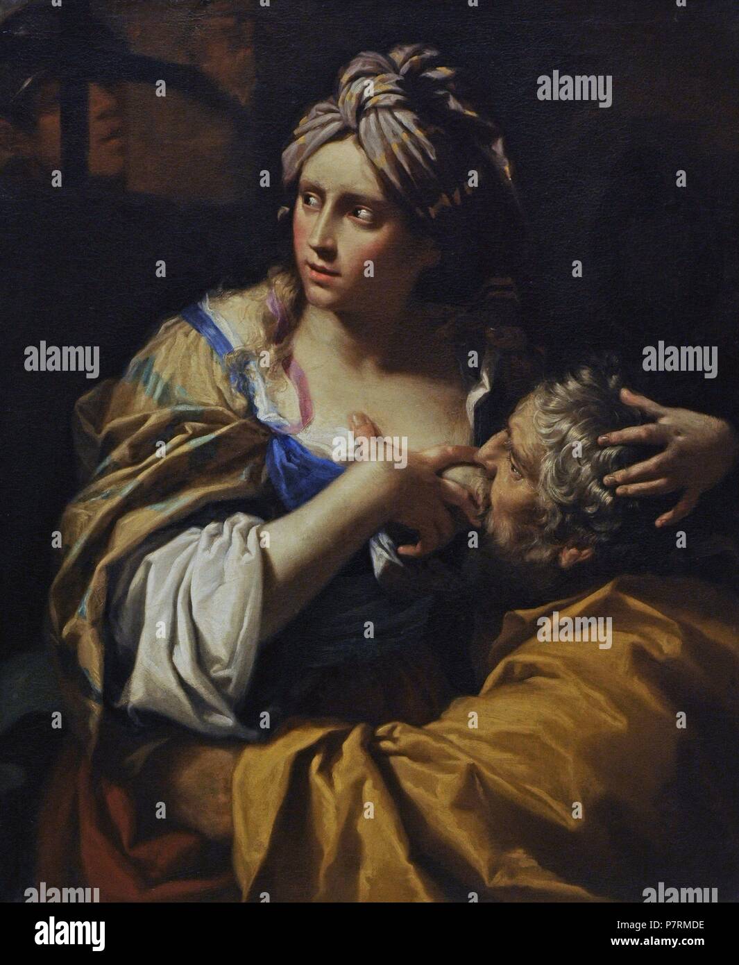 Lorenzo Pasinelli (1629-1700). Italian painter. Roman Charity, ca.1670. National Gallery. Oslo. Norway. Stock Photo