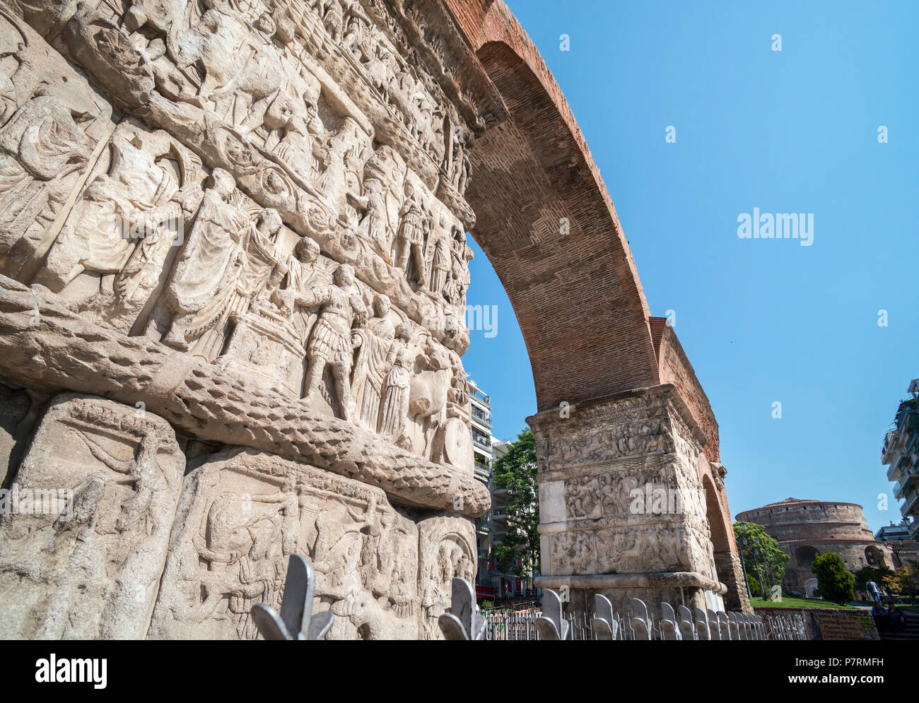 The, Roman, Arch of Galerius on Egnatia street in the center of Thessaloniki, ,  Macedonia, Northern Greece Stock Photo