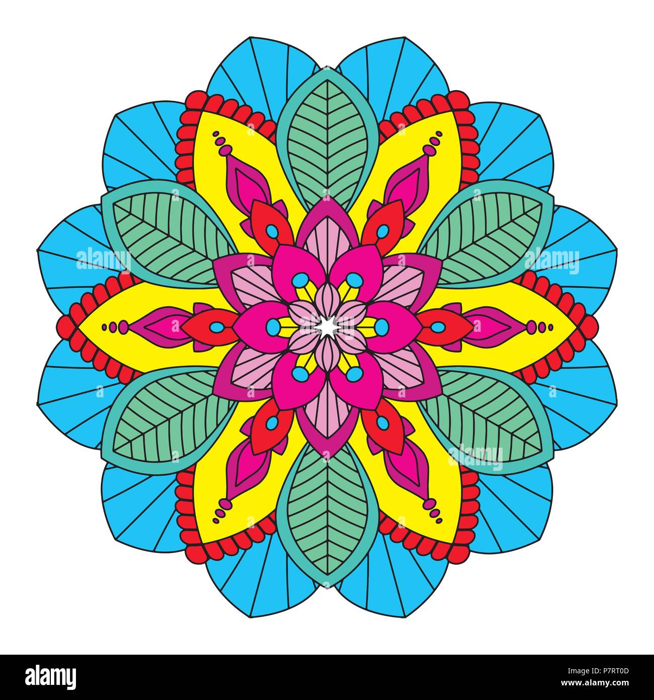 Colorful mandala vector illustration. Floral ornament, oriental pattern ...