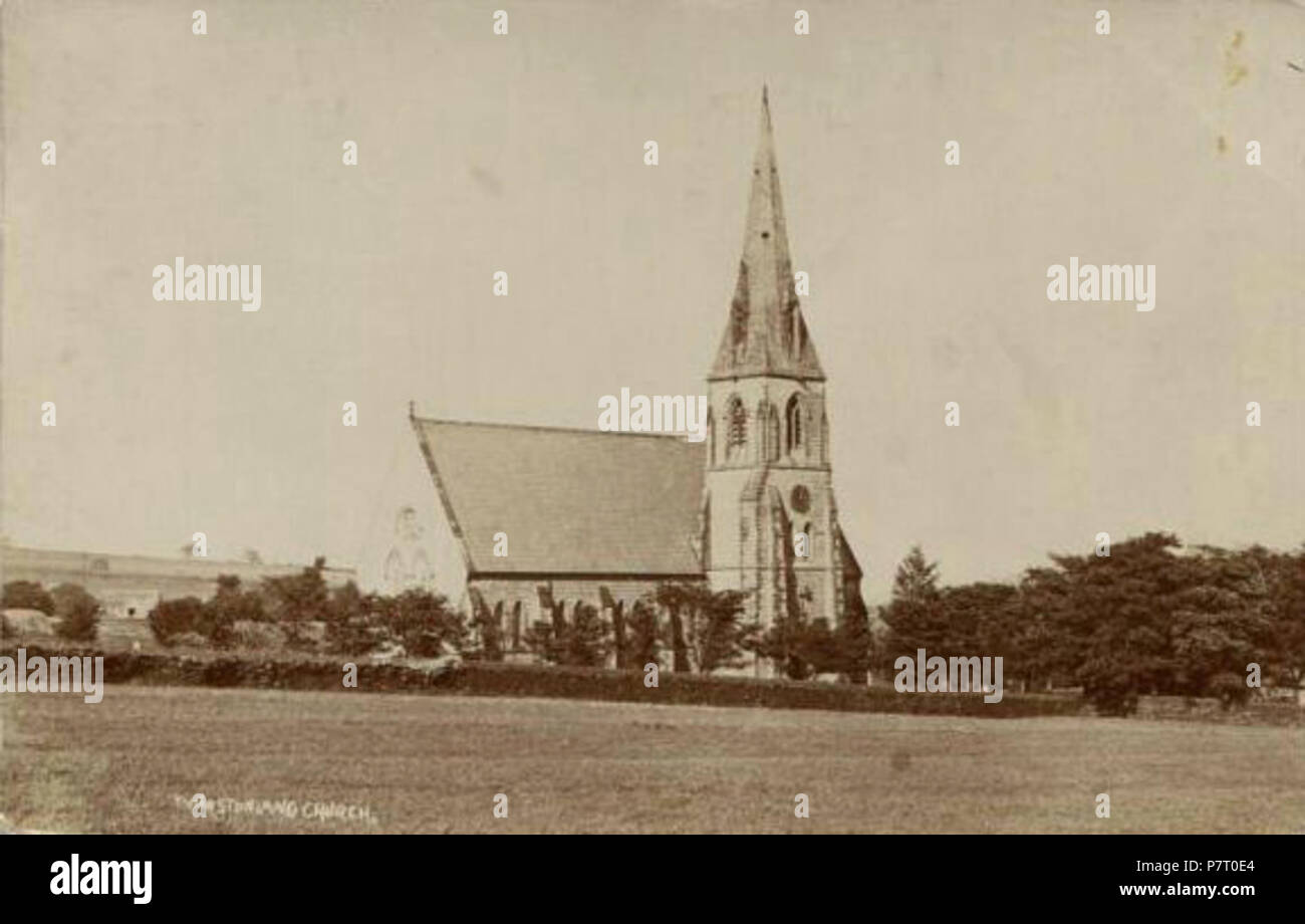 Postcard of St Thomas' Church, Thurstonland, near Huddersfield, West Yorkshire, England. Postmarked 1926. Showing a view of the church unavailable today, as the trees now obscure any distant view of the whole church. 1926 25 Archive image of St Thomas Thurstonland Stock Photo