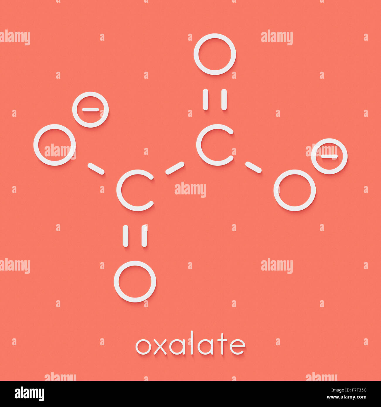 Oxalate anion, chemical structure. Oxalate salts can form kidney stones. Skeletal formula. Stock Photo