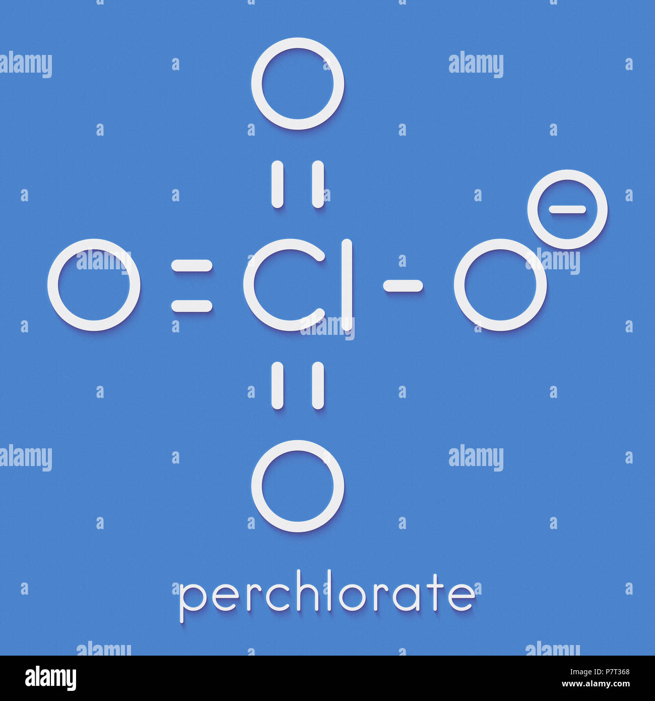 Perchlorate anion, chemical structure. Salts are used in rocket
