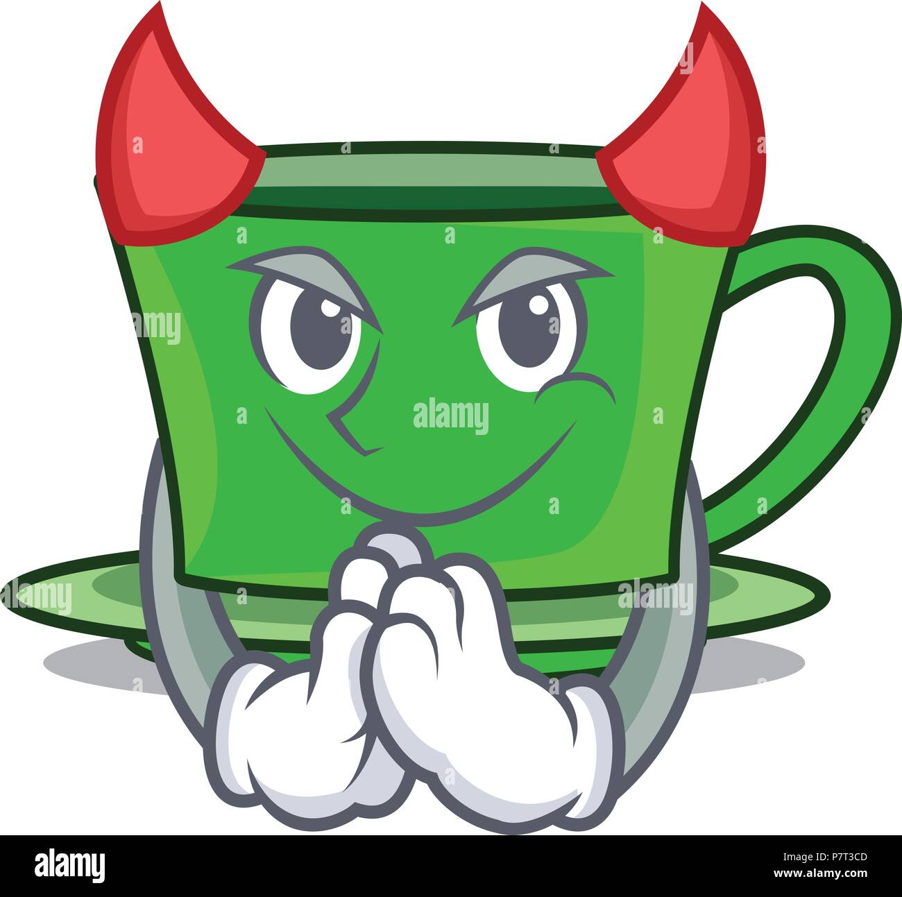 Devil green tea mascot cartoon Stock Vector
