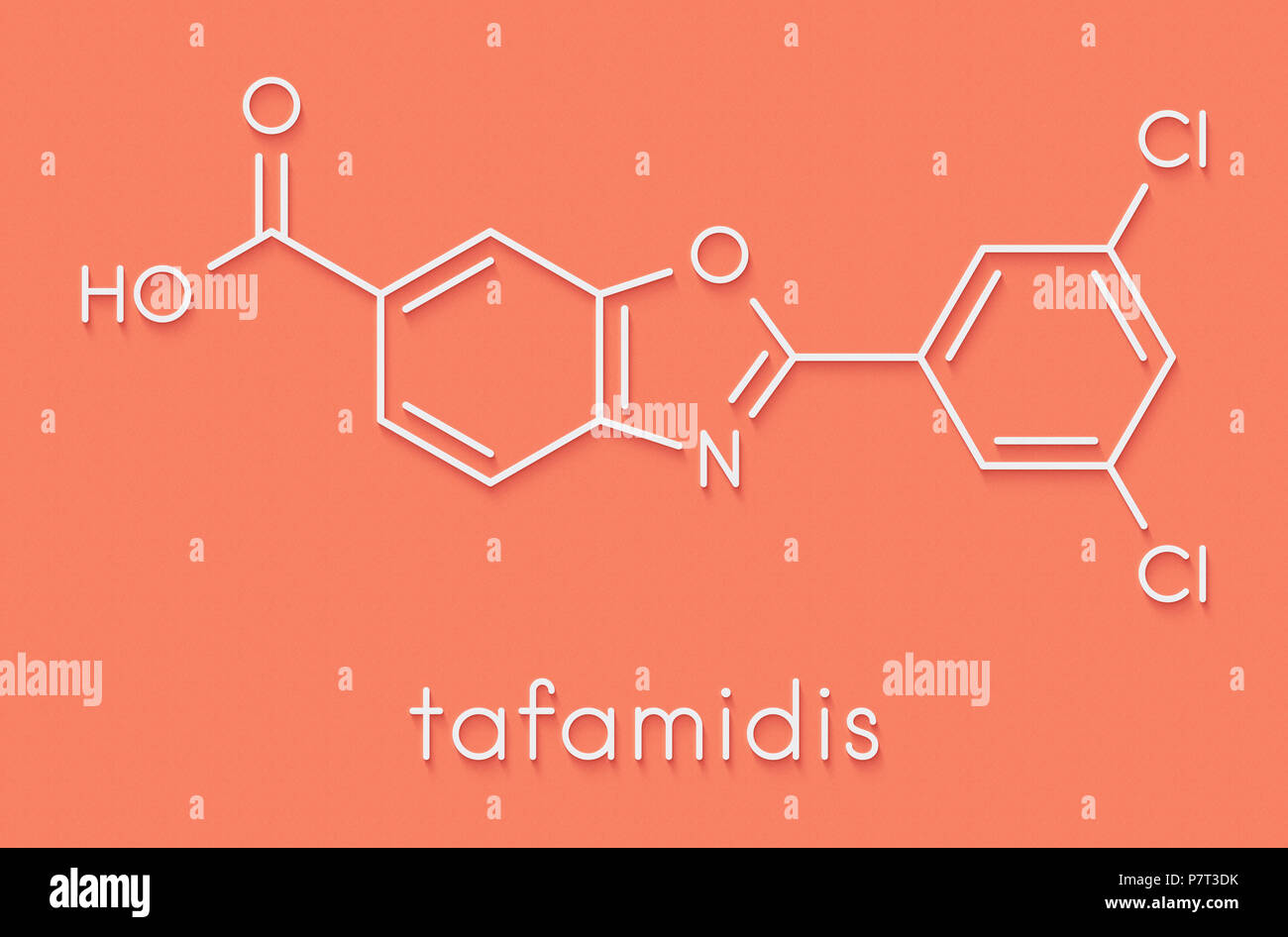 Tafamidis familial amyloid polyneuropathy (FAP) drug molecule. Skeletal ...