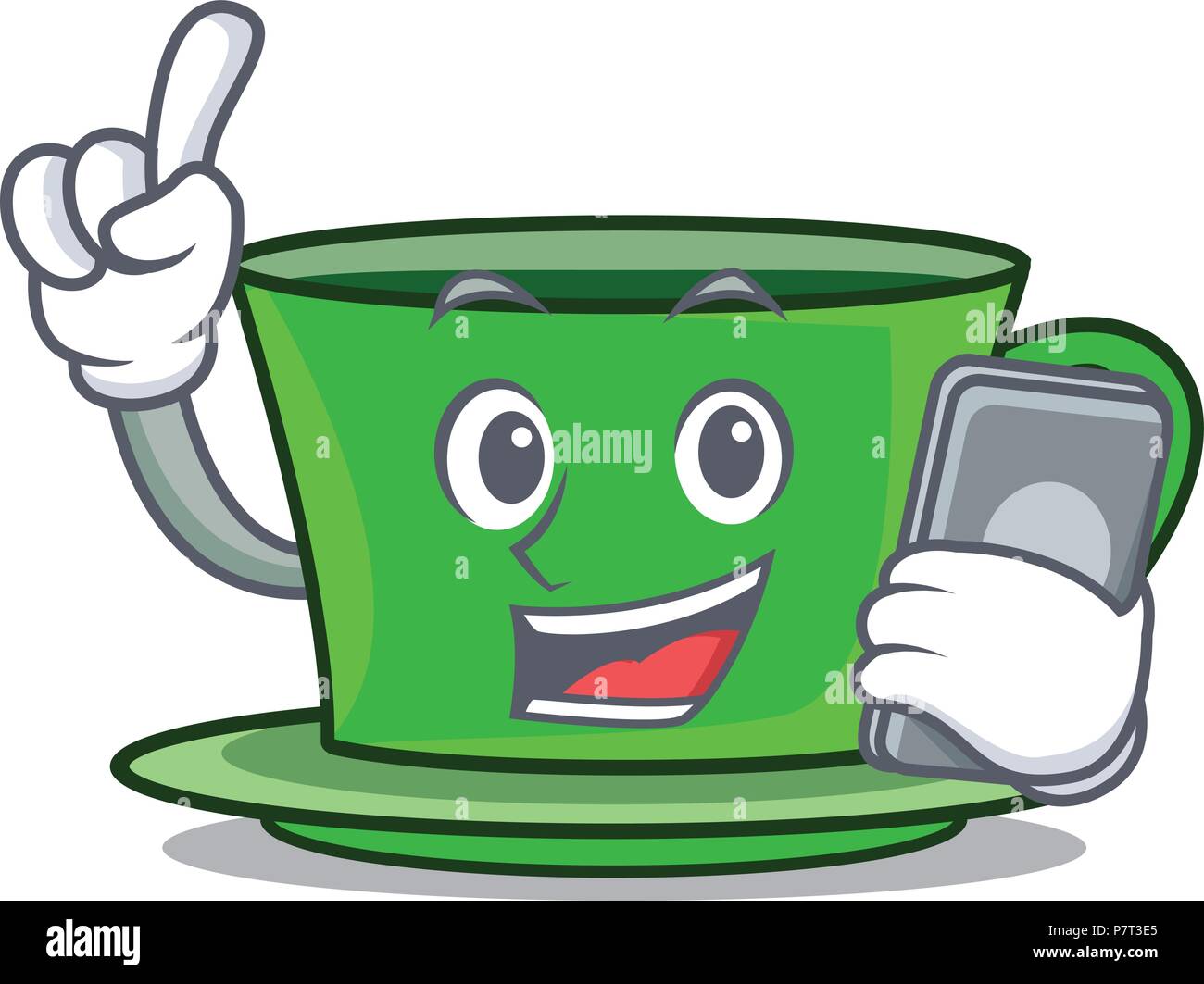 With phone green tea character cartoon Stock Vector Image & Art Alamy