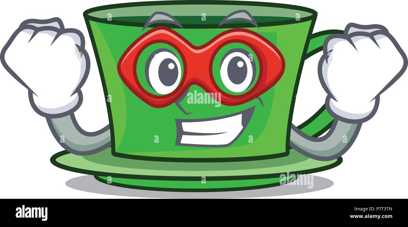 Super hero green tea character cartoon Stock Vector