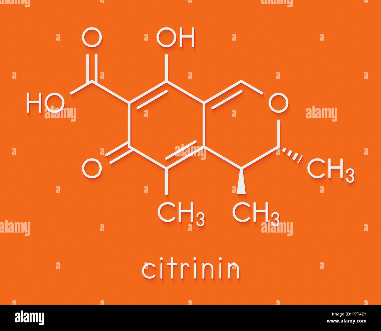 Citrinin mycotoxin molecule. Skeletal formula. Stock Photo