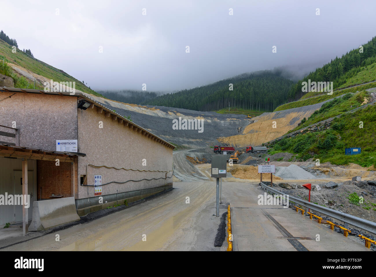 Spital am Semmering: site landfill Longsgraben of Semmering-Basistunnel (Semmering Base Tunnel) of Semmeringbahn (Semmering railway) under constructio Stock Photo