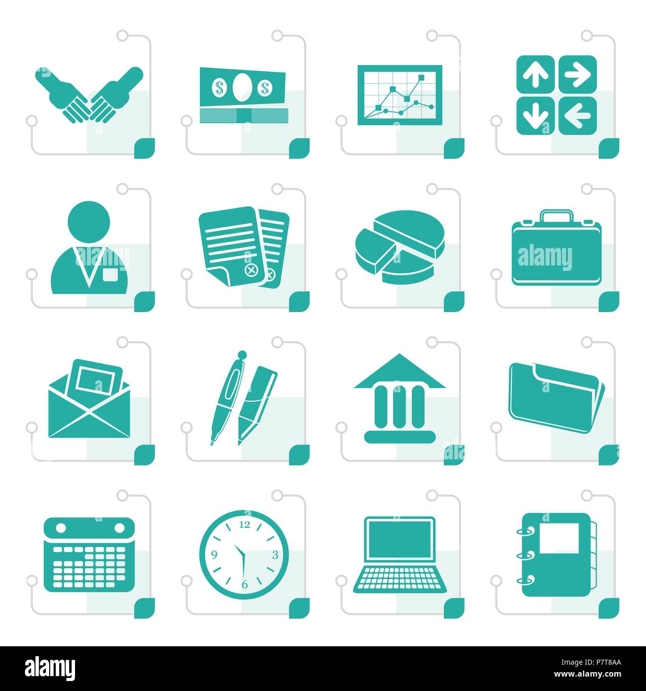 Stylized Simple Business and office icons - Vector Icon Set Stock Vector