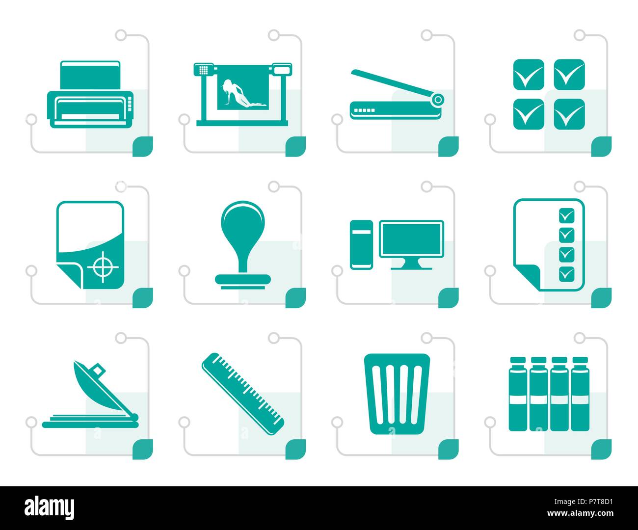 Stylized Print industry Icons - Vector icon set Stock Vector