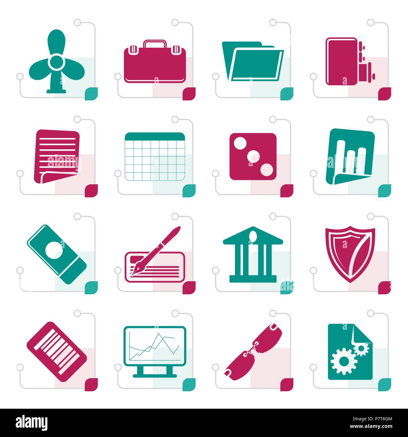 Stylized Business and Office Icons - Vector Icon Set 2 Stock Vector