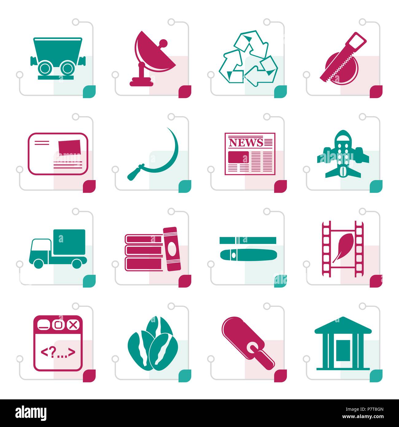Stylized Business and industry icons - Vector Icon set 2 Stock Vector ...