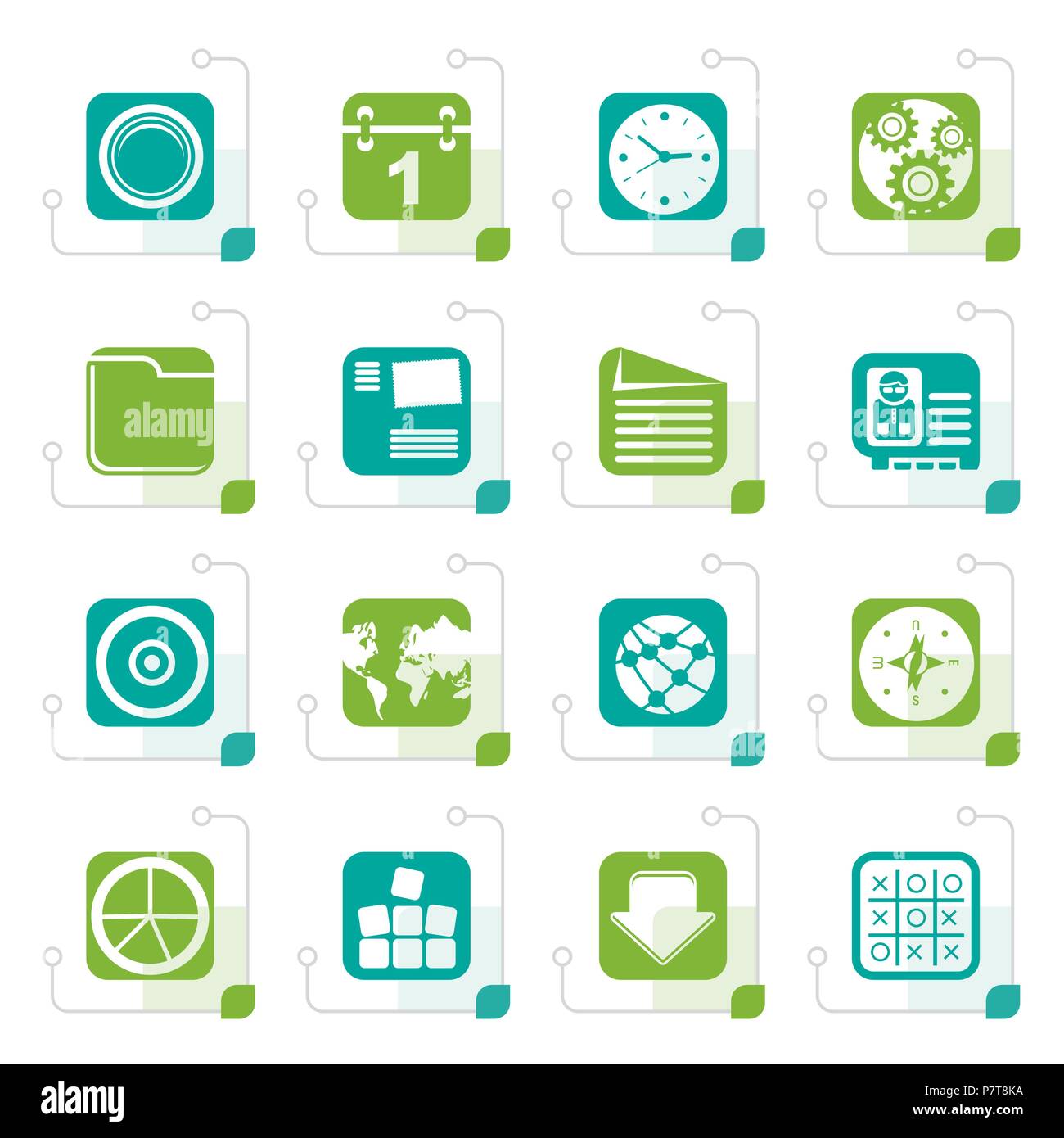 Stylized Mobile Phone, Computer and Internet Icons - Vector Icon Set Stock Vector