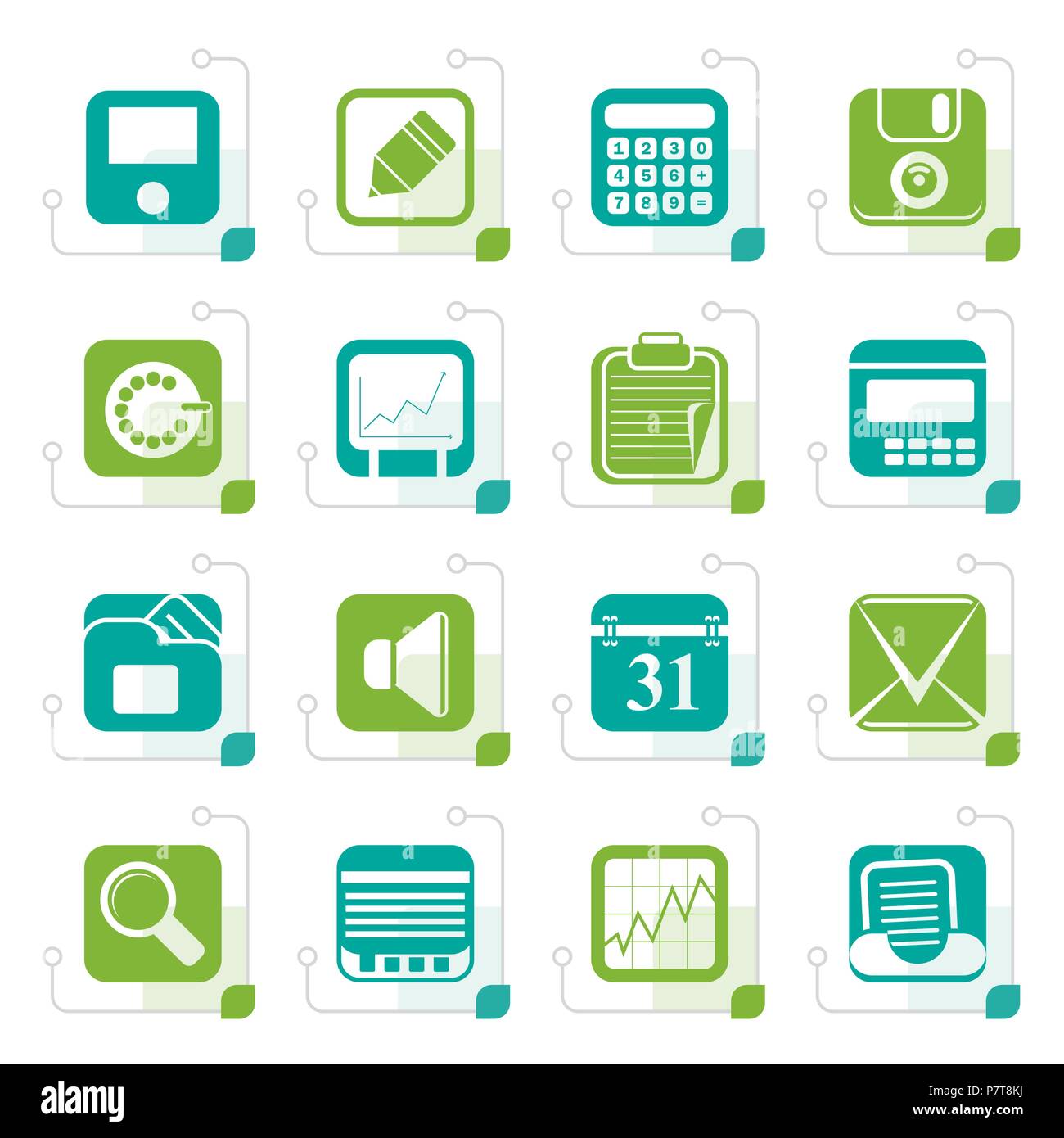 Stylized Business, Office and Finance Icons - Vector Icon Set Stock ...