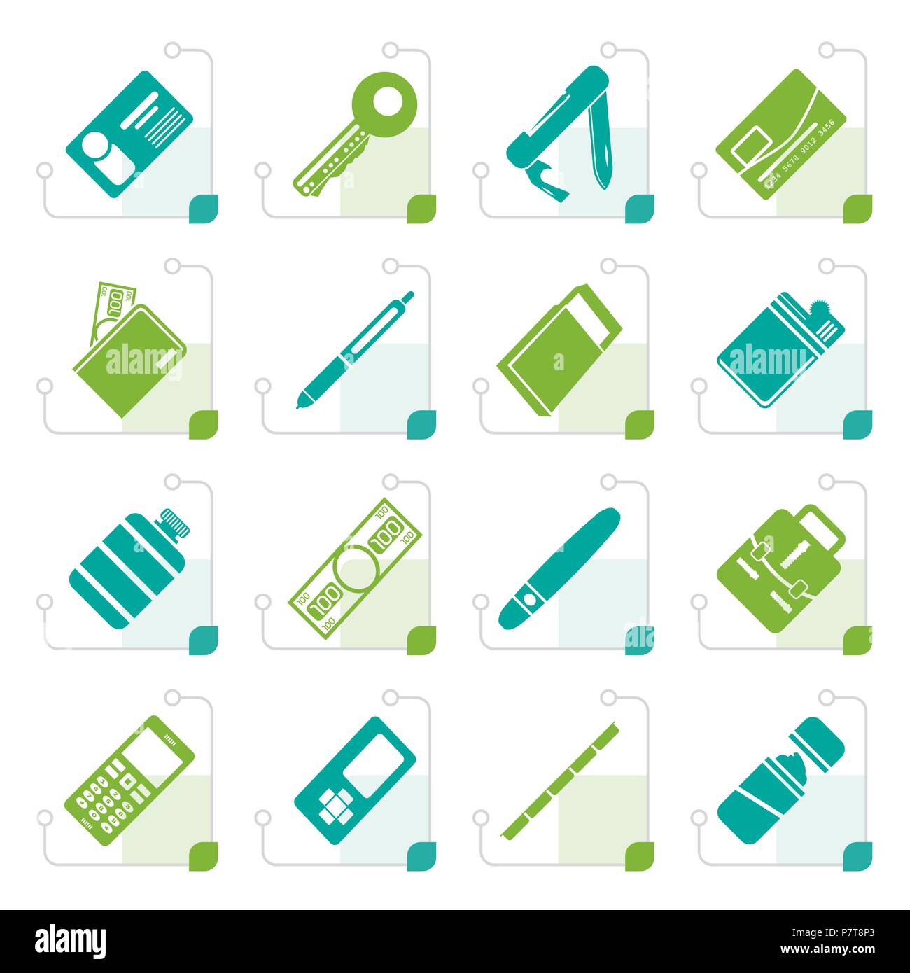 Stylized Simple Vector Object Icons - Vector Icon Set Stock Vector