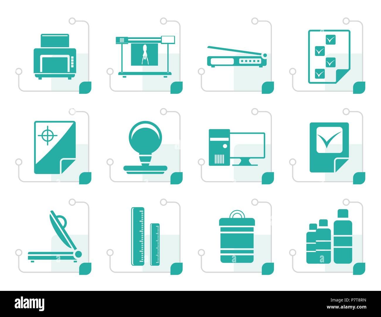 Stylized Print industry Icons - Vector icon set 2 Stock Vector