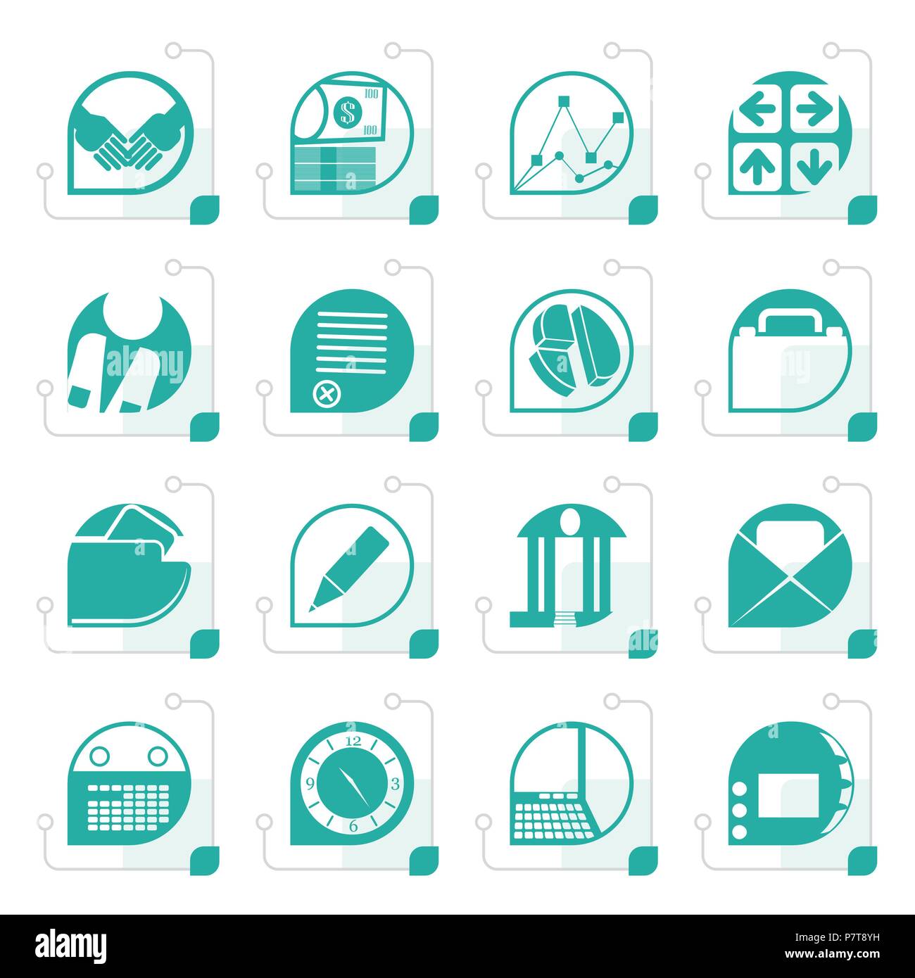 Stylized Business and office icons - vector icon set Stock Vector Image ...