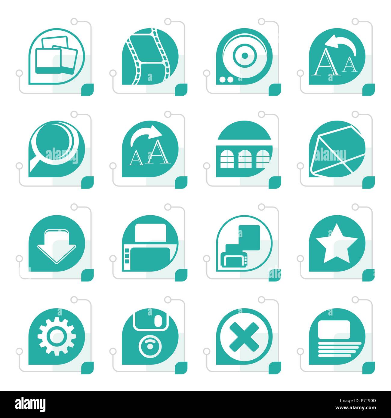 Stylized Internet and Website Icons - Vector Icon Set Stock Vector