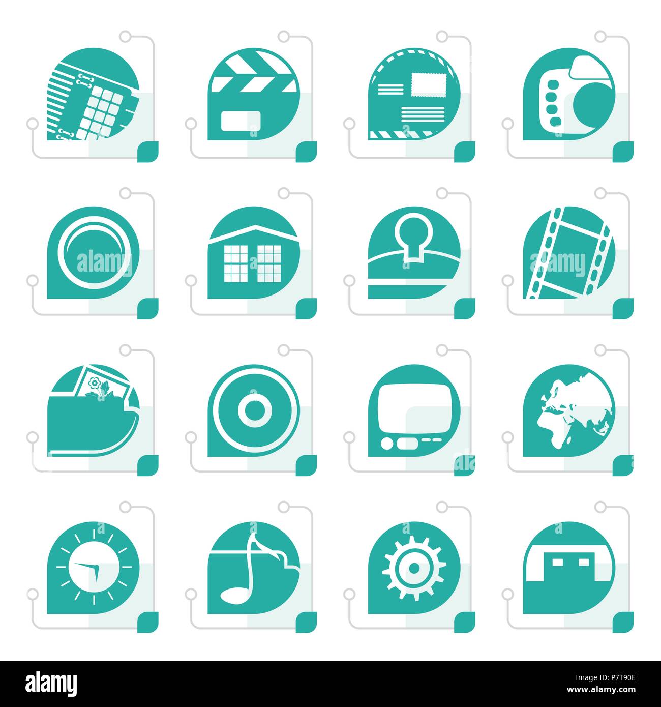 Stylized Internet, Computer and mobile phone icons - Vector icon set ...
