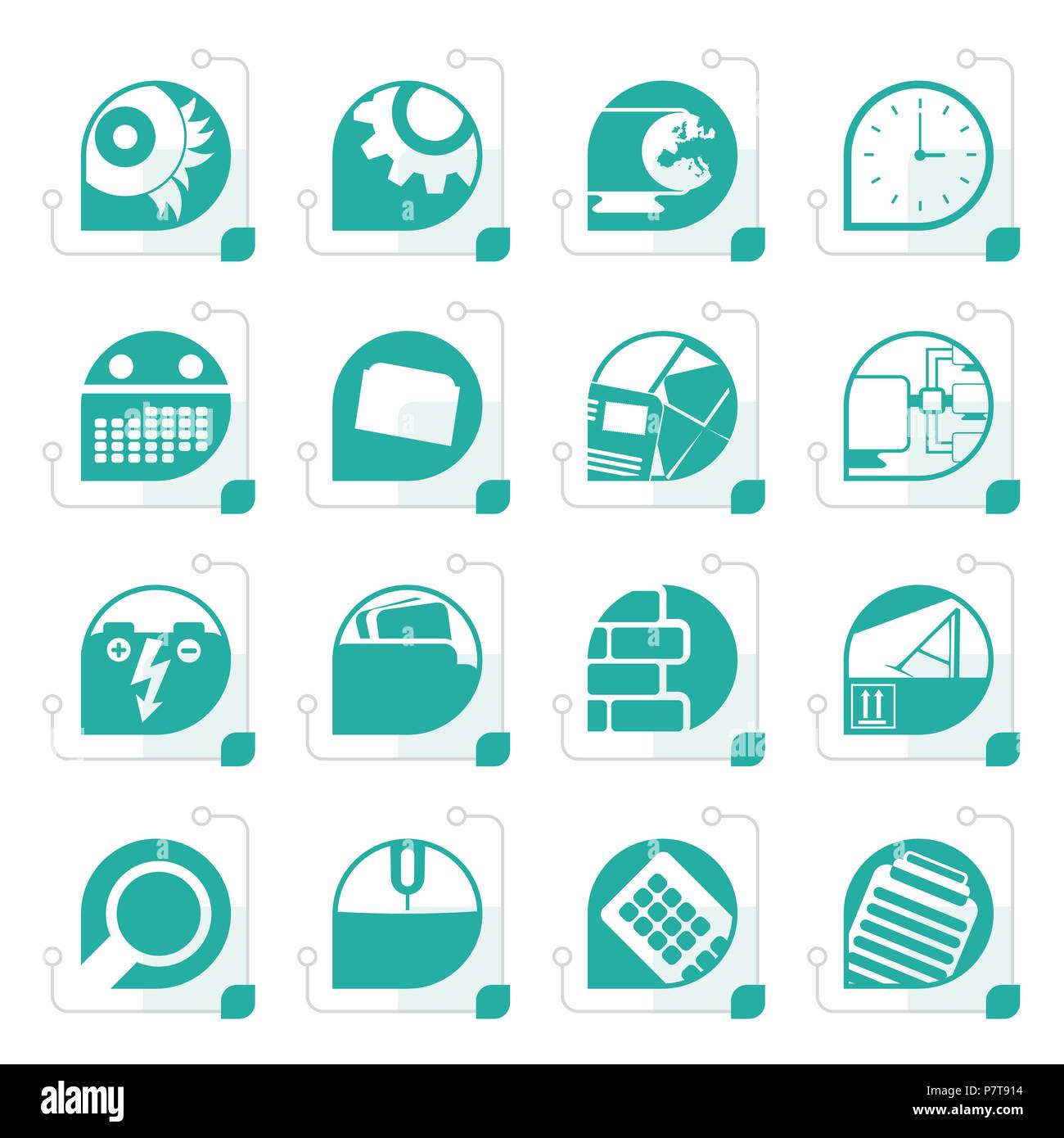 Stylized Computer, mobile phone and Internet icons -  Vector Icon Set Stock Vector