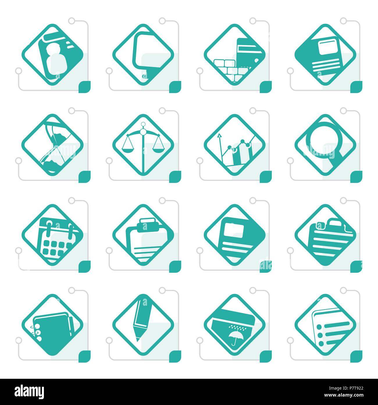 Stylized Business and office icons - vector icon set Stock Vector Image ...