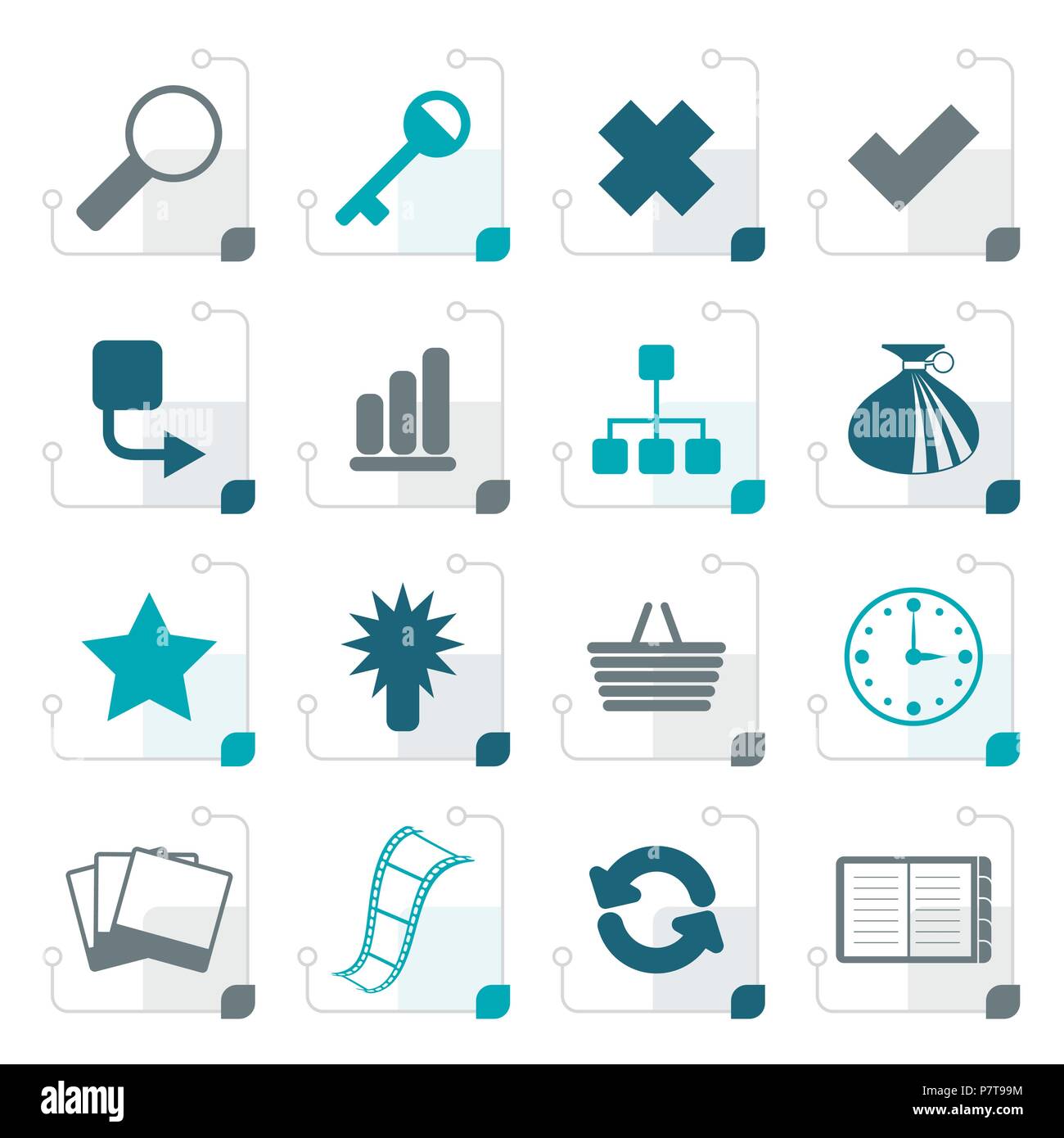 Stylized Simple Internet and Web Site Icons - Vector Icon Set Stock Vector
