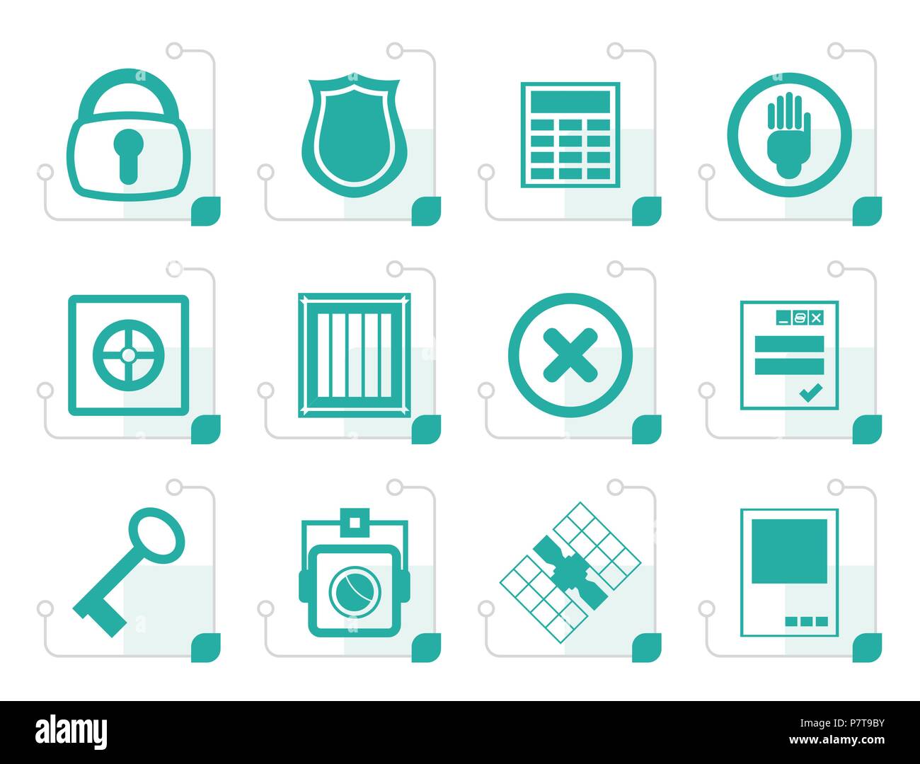 Stylized Simple Security and Business icons - vector  icon set Stock Vector