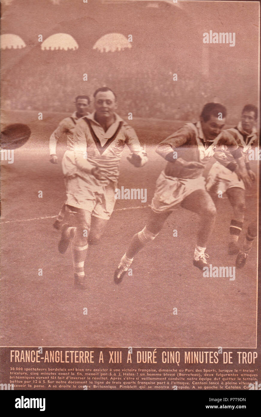 Français : Couverture du Magazine national sportif 'Miroir Print' n°130 29 Novembre 1948 . 29 November 1948 162 France-Angleterre novembre 1948 Stock Photo