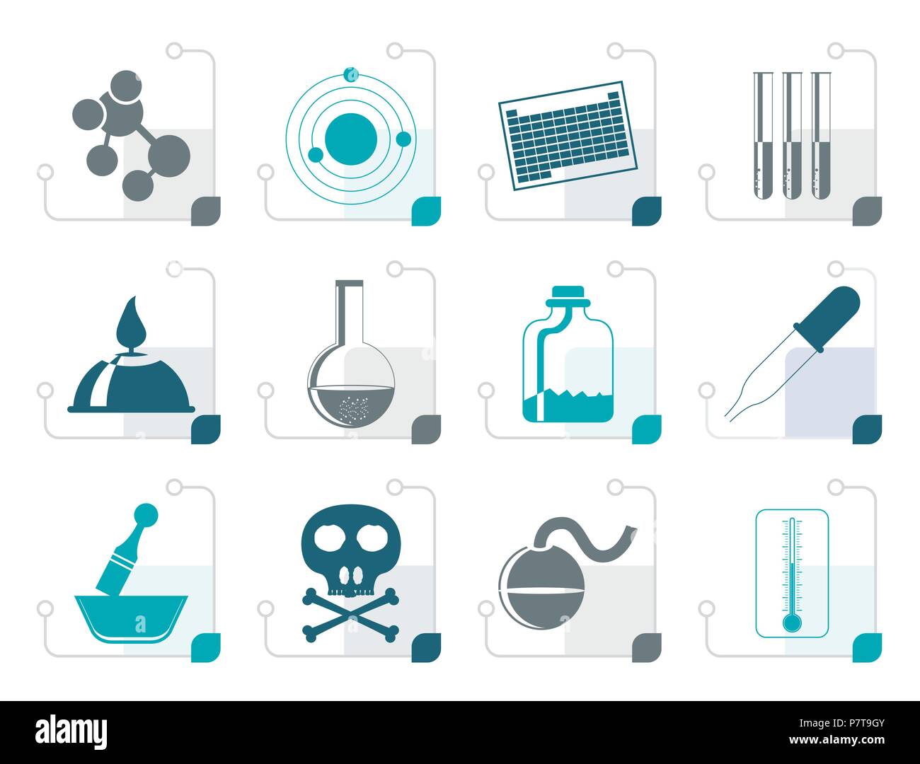 Stylized Chemistry industry icons - vector icon set Stock Vector