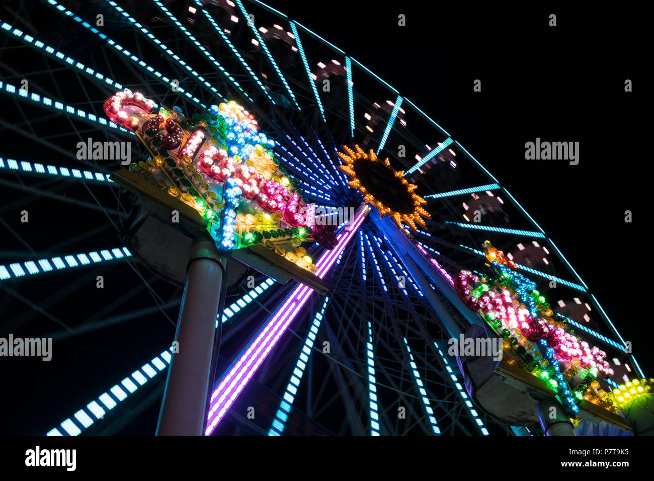 Riesenrad, Long exposure of ferris wheel Stock Photo
