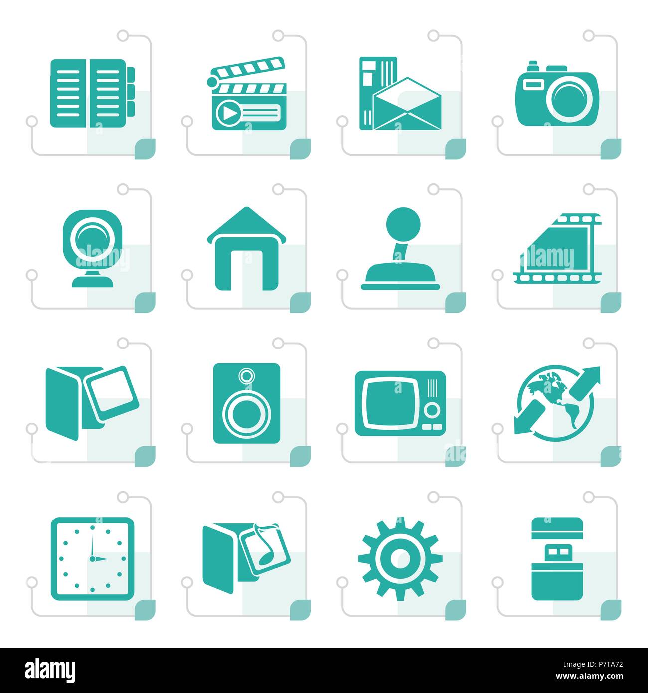 Stylized Internet, Computer and mobile phone icons - Vector icon set ...