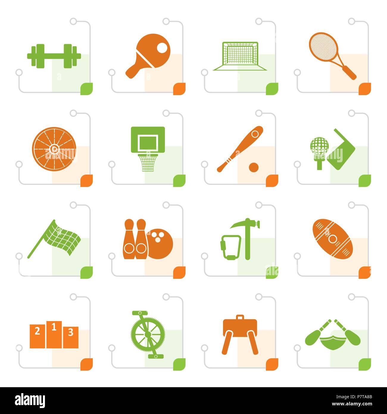 Stylized Sports gear and tools - vector icon set Stock Vector Image ...