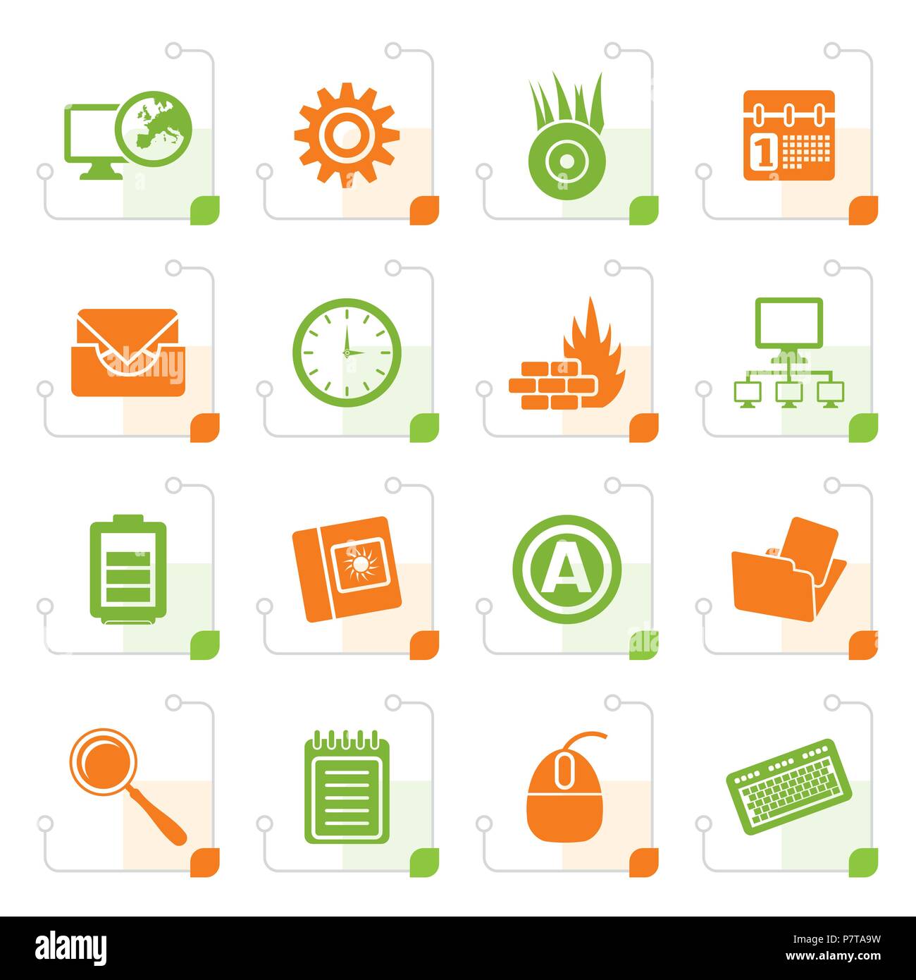 Stylized Computer, mobile phone and Internet icons - Vector Icon Set ...