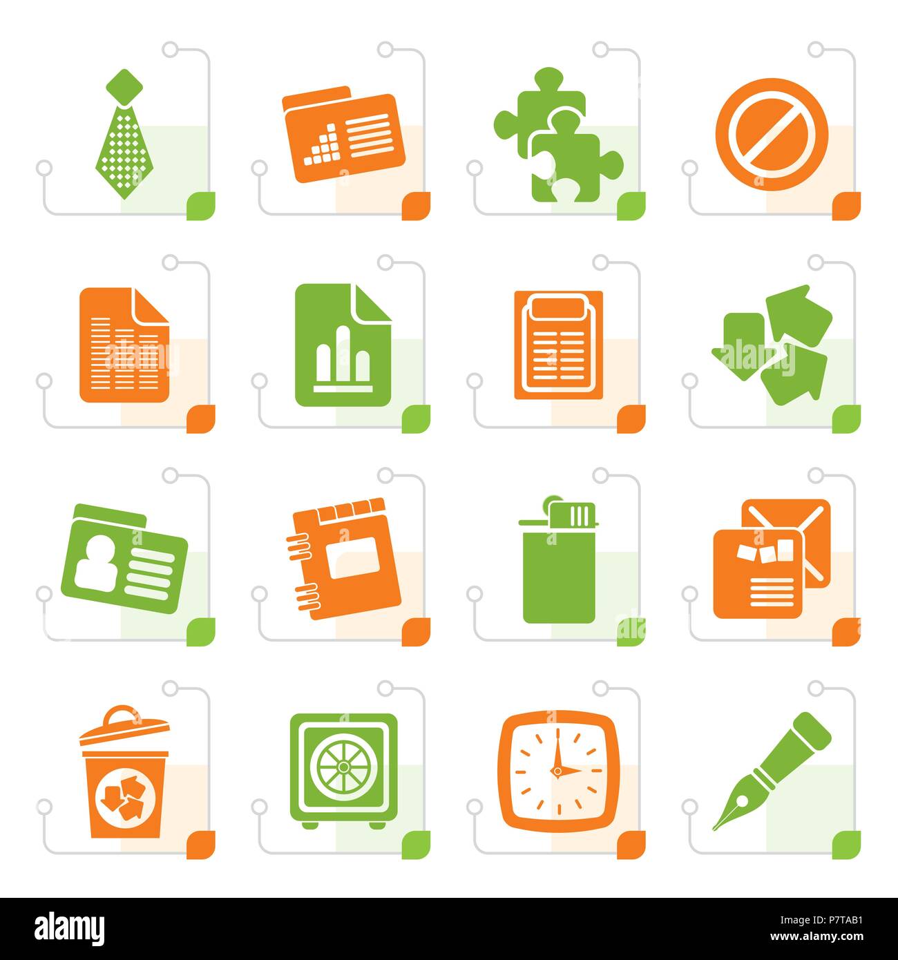 Stylized Business and Office Icons- Vector Icon Set Stock Vector Image ...