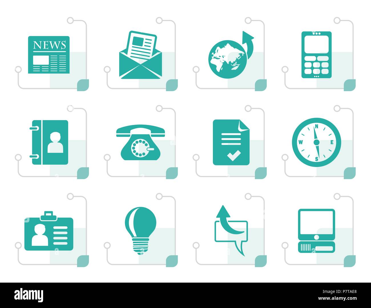 Stylized Business and office icons - vector icon set Stock Vector Image ...