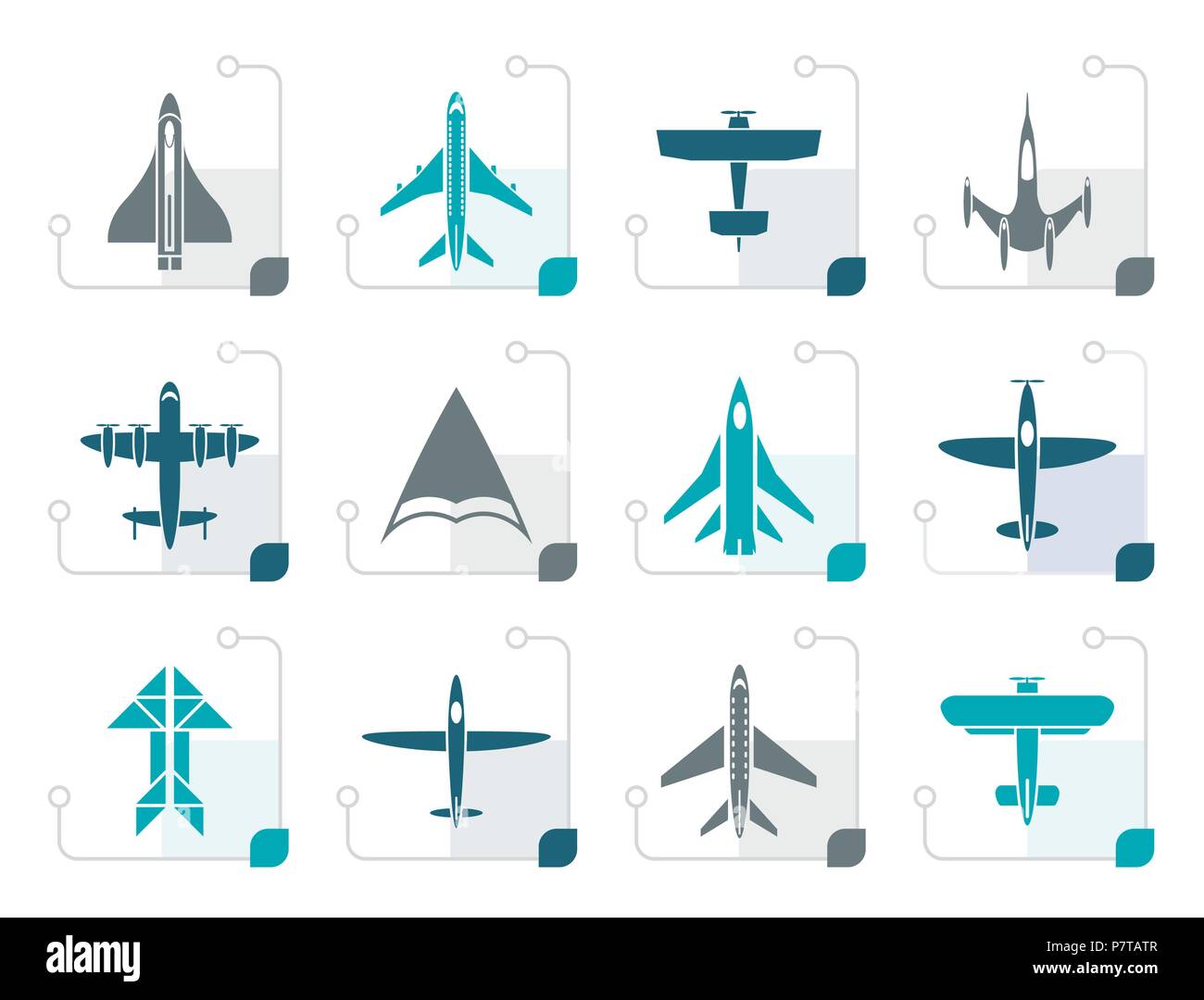 Stylized different types of plane icons - vector icon set Stock Vector ...