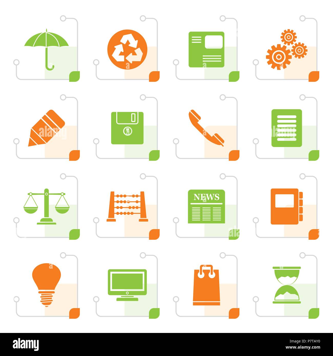 Stylized Business and Office internet Icons - Vector icon Set Stock ...