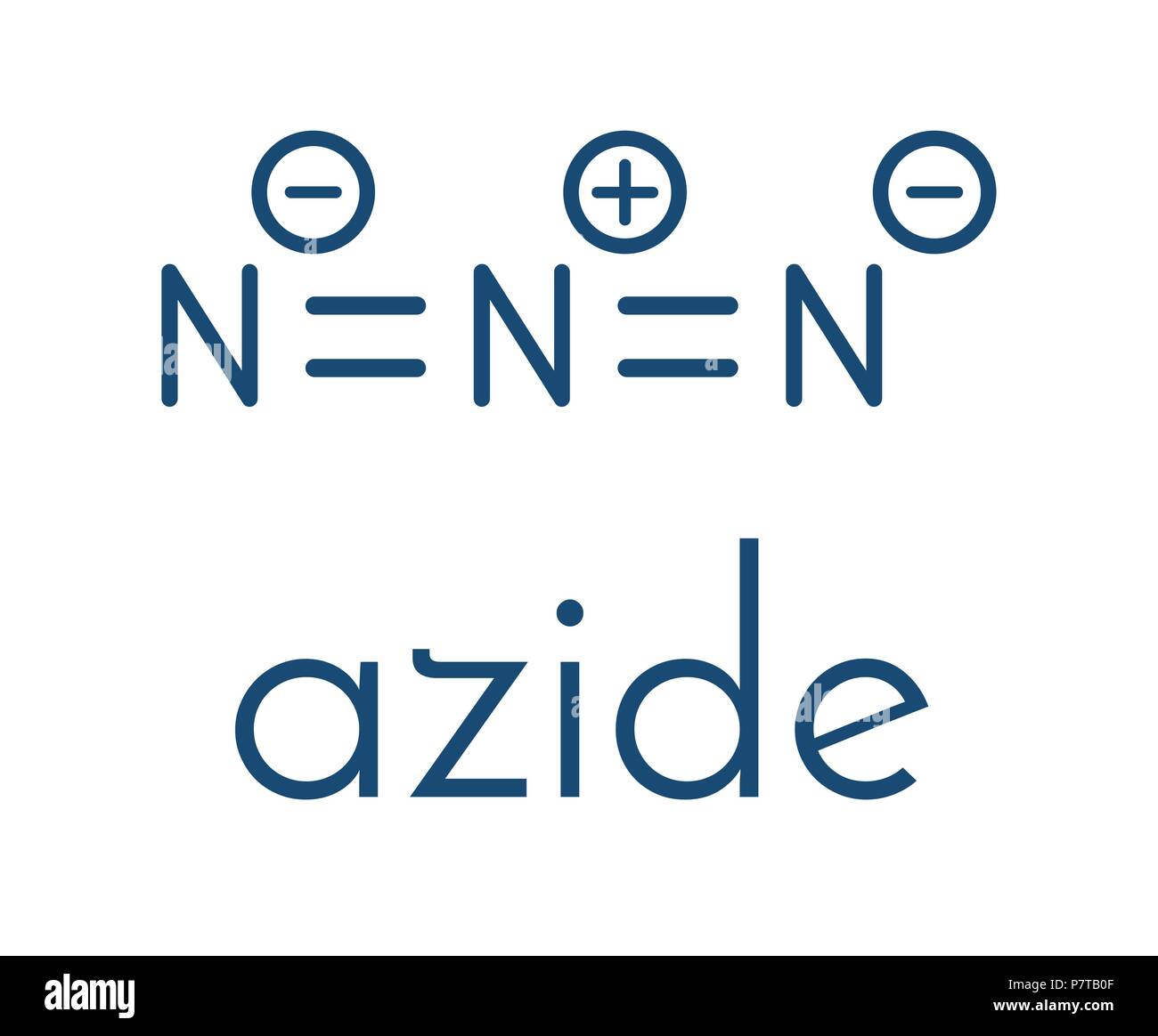 Azide anion, chemical structure. Azide salts are used in detonators and