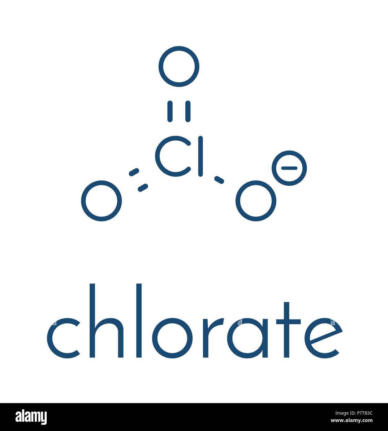 Chlorate anion, chemical structure. Skeletal formula Stock Vector Image