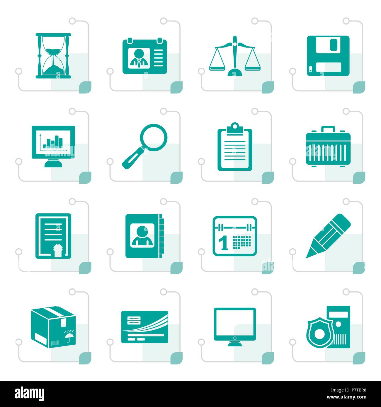 Stylized Business and office Icons -vector icon set Stock Vector Image ...